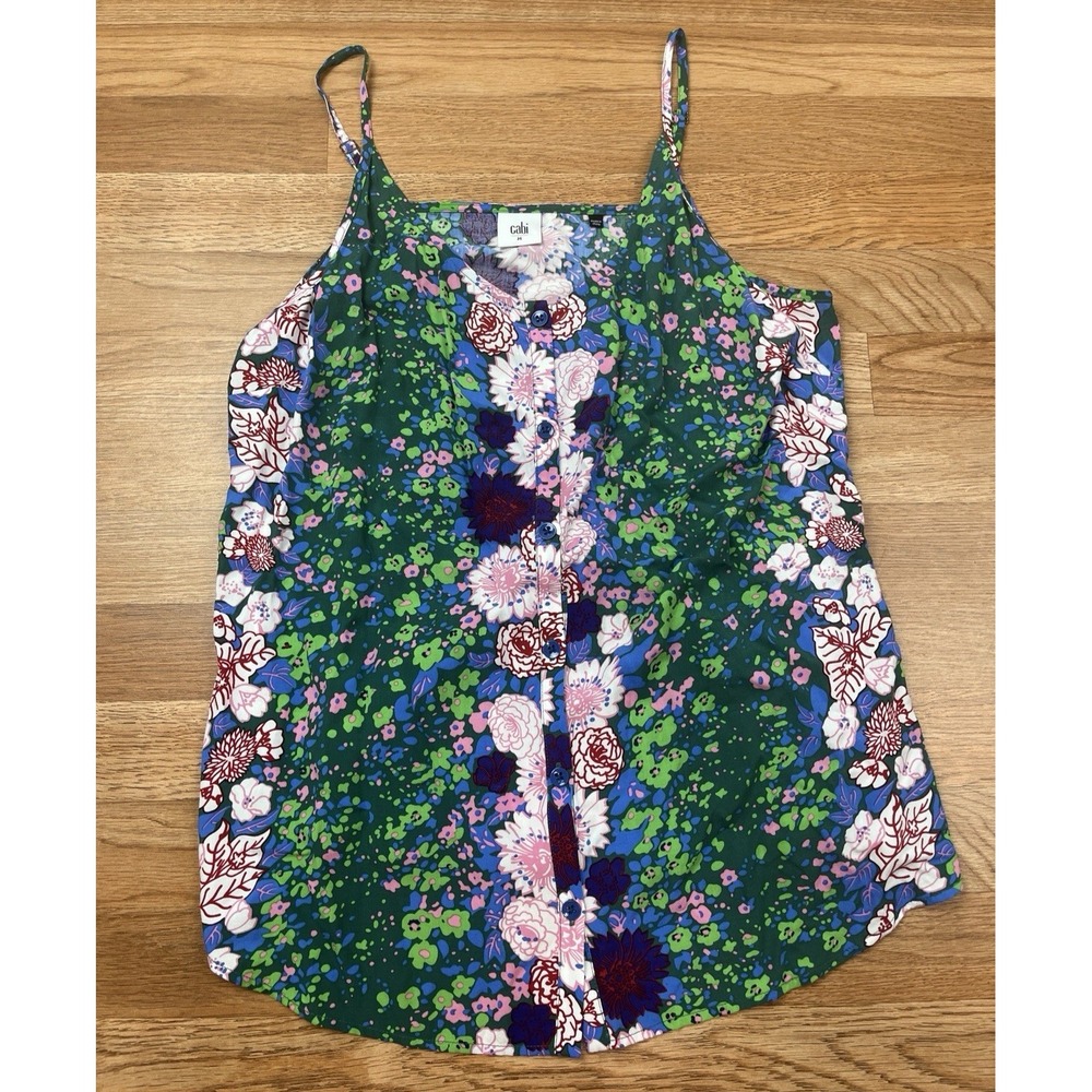Cabi Floral Button Front Tank Top Women's Size Medium NEW